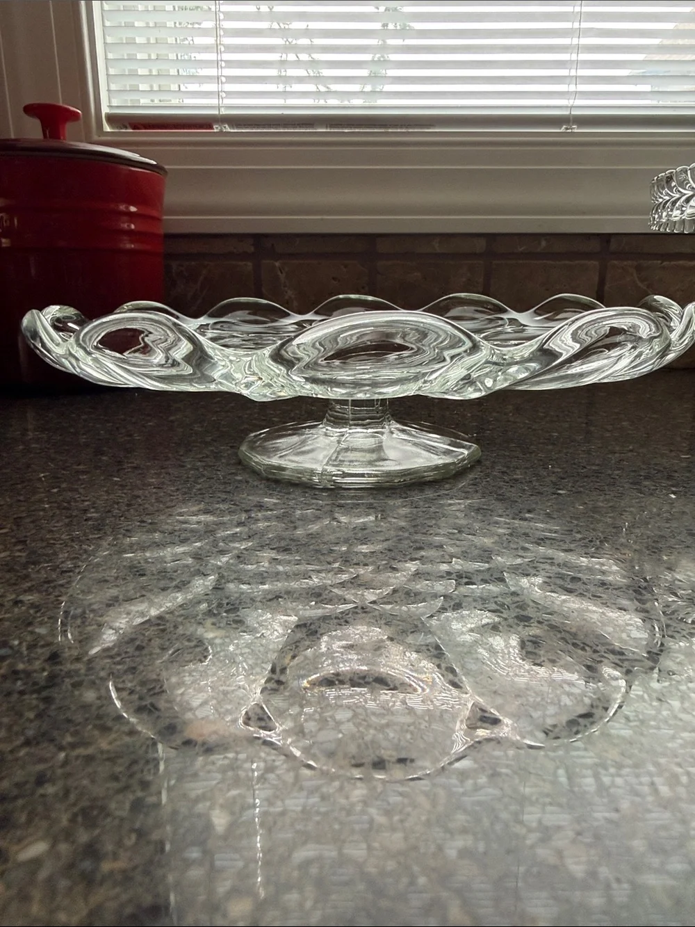 Vintage LE Smith Glass Dominion Pattern Pedestal Cake Stand